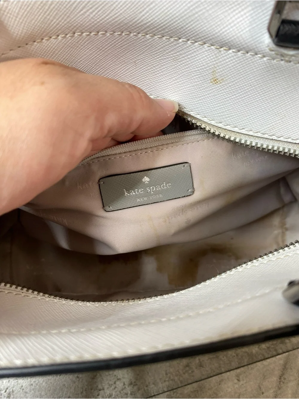 Kate Spade New York Staci Medium Satchel Bag Purse - Gray White Colorblock Rare - Picture 8 of 9